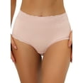 thumbnail image 1 of Unique Bargains Women's Tummy Control Lace Trim Ribbed Soft Underwear XL Beige Pink, 1 of 6