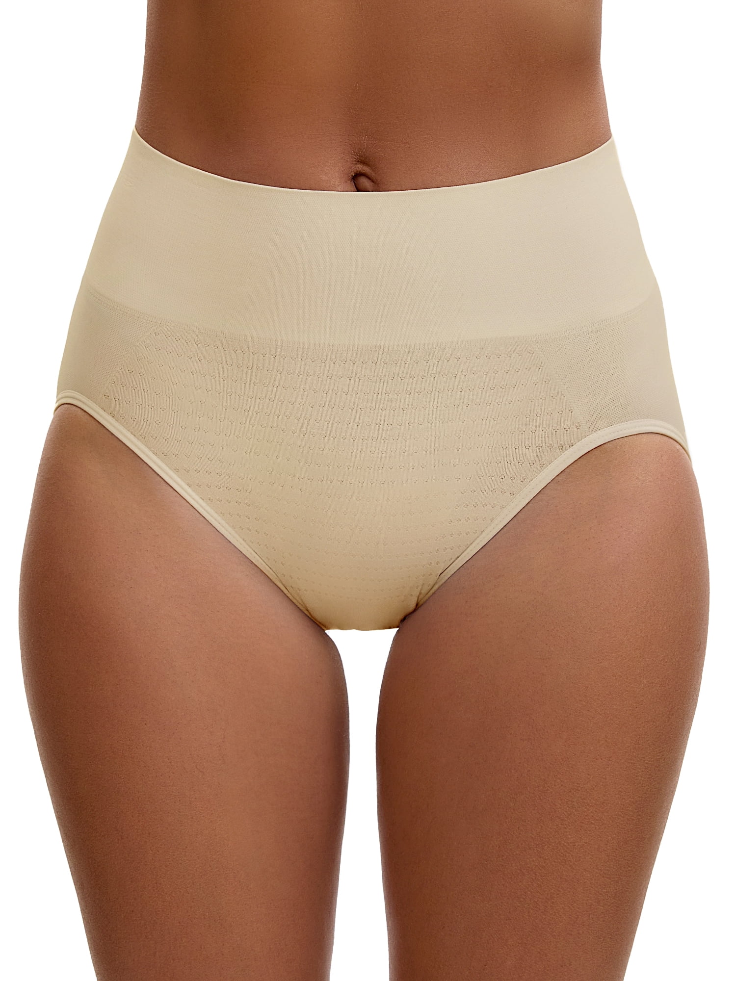 Unique Bargains Women's High Waist Tummy Slimming Elastic Waistband Briefs M Beige