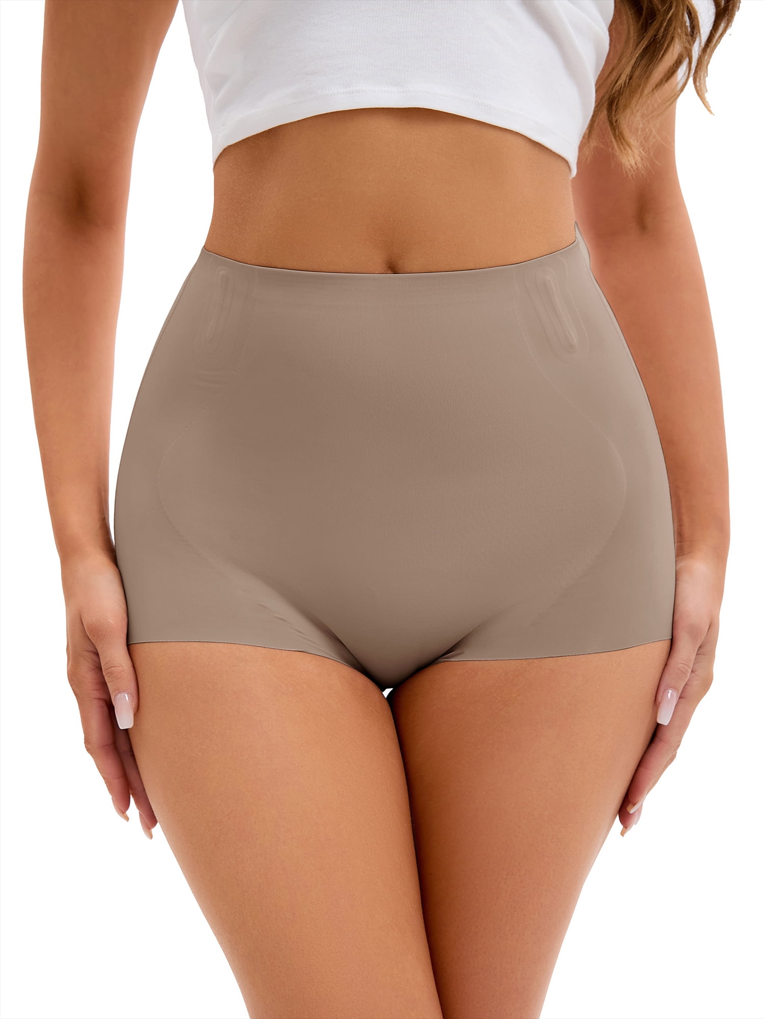 DARING DIVA Women's High Waist Underwear Brief Butt Lifter Shapewear Panties Khaki M