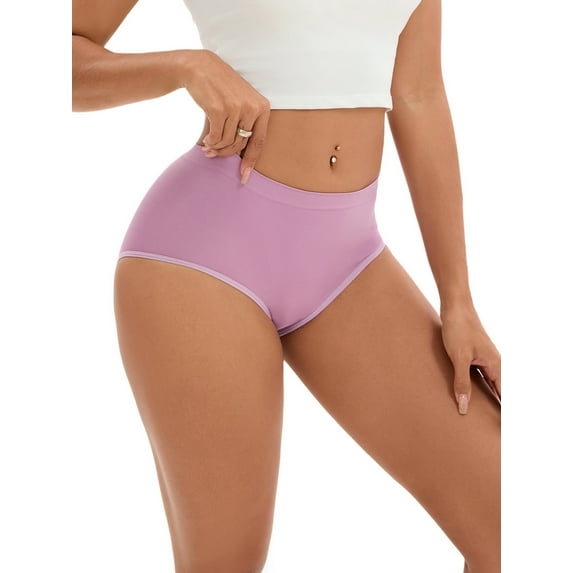 Unique Bargains Women's High-Waisted Briefs Butt Lifter Full-Coverage Panties S Purple