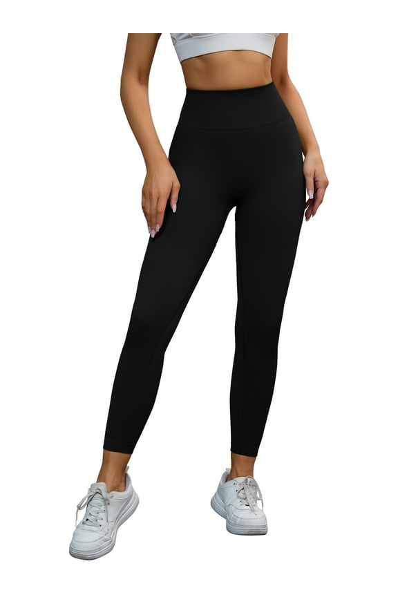 Women's High Waisted Leggings Tummy Control Thigh Shapers Pants L Black