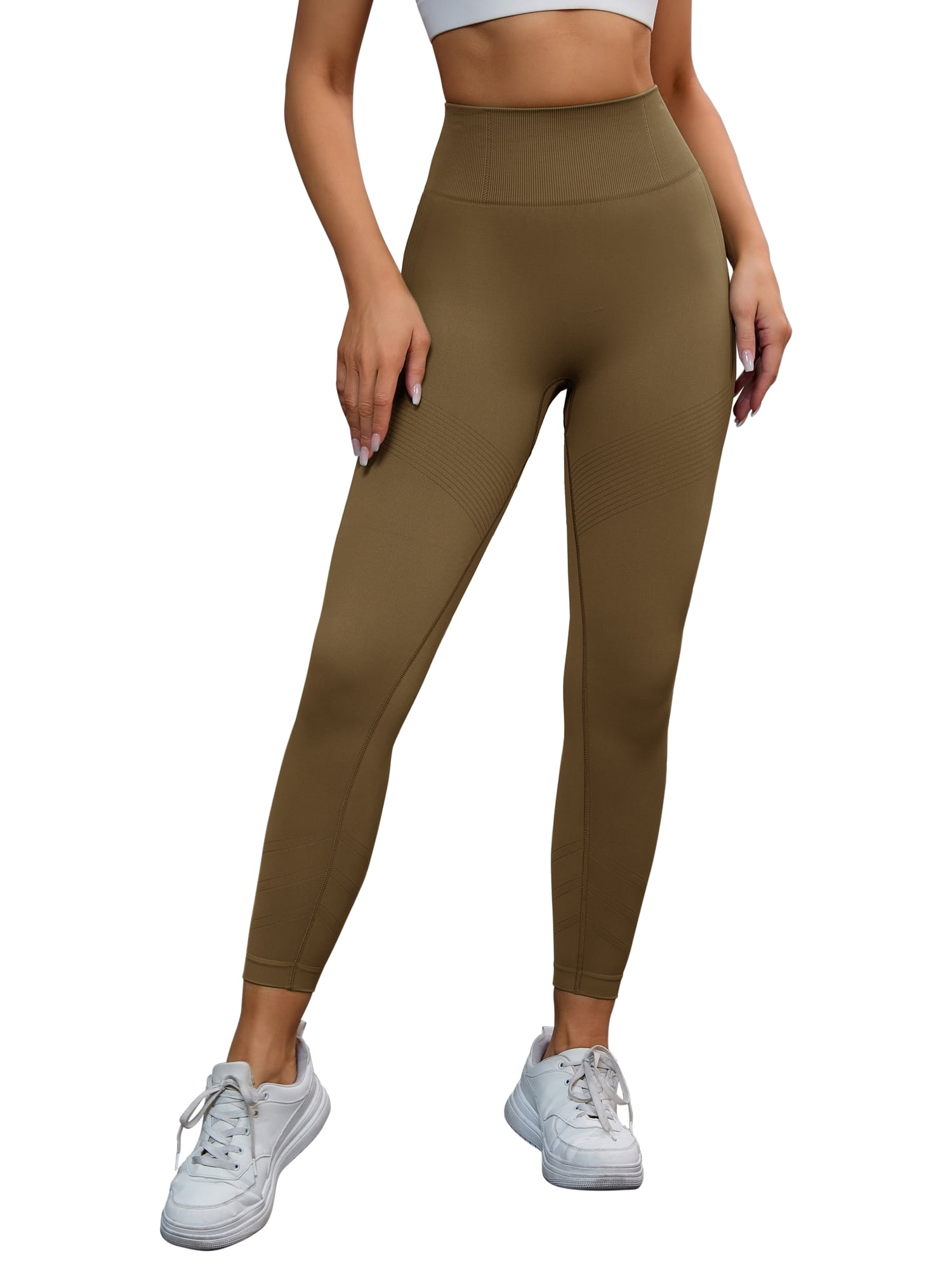 Unique Bargains Women's High Waisted Leggings Tummy Control Thigh Shapers Pants M Brown