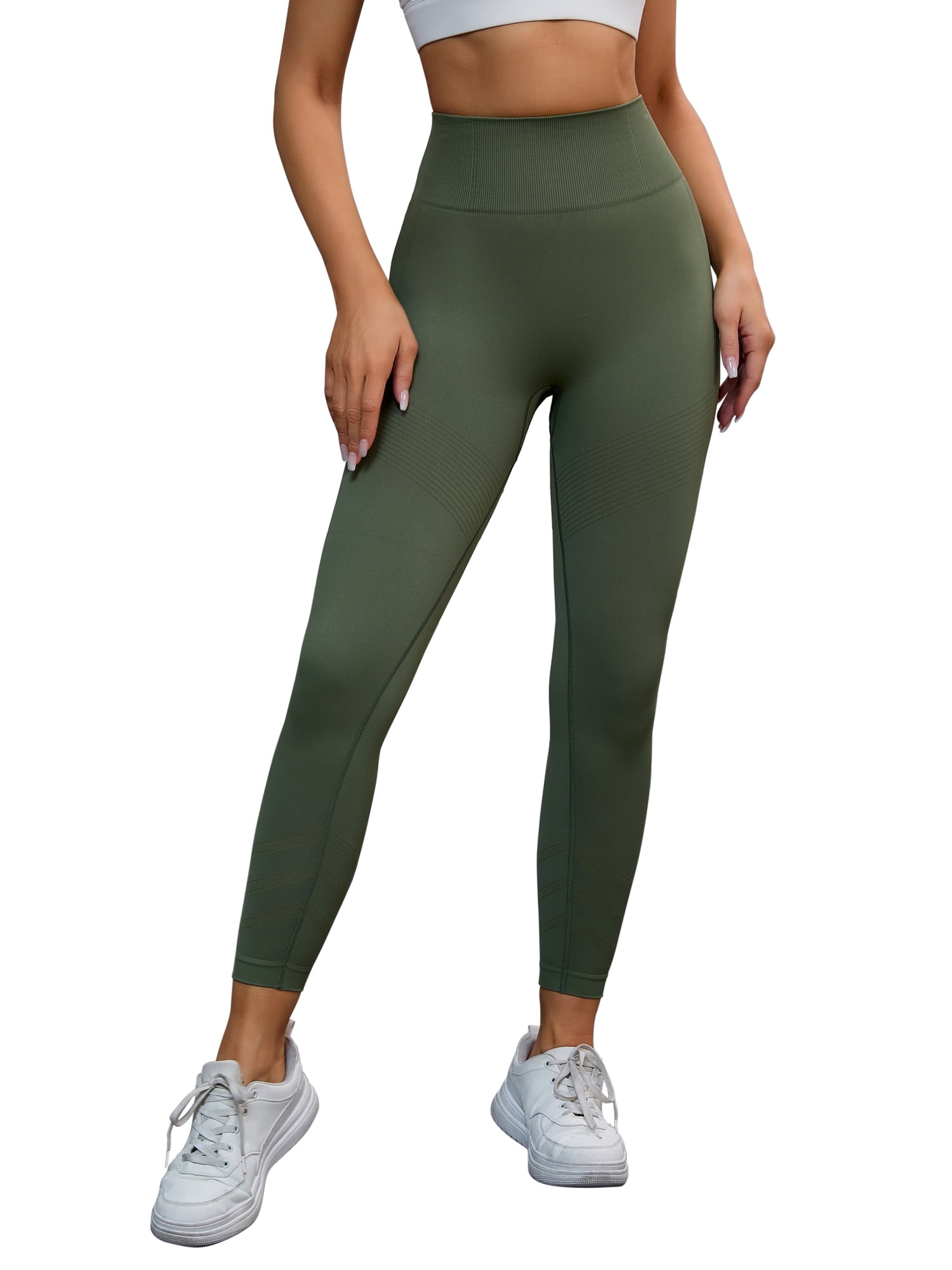 Unique Bargains Women's High Waisted Leggings Tummy Control Thigh Shapers Pants XL Green