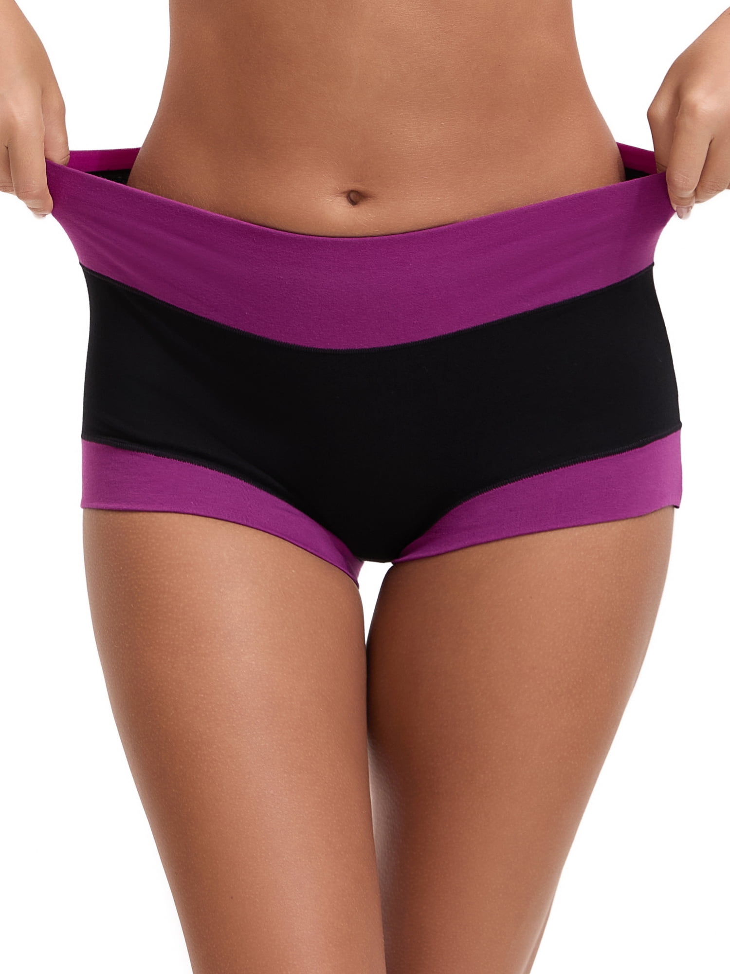 Unique Bargains Women's High Waisted Loose Classic Full Coverage Briefs S Purple