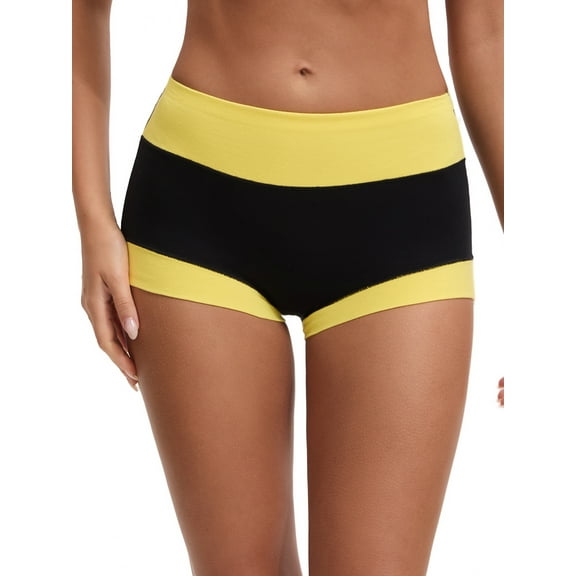 Unique Bargains Women's High Waisted Loose Classic Full Coverage Briefs S Yellow