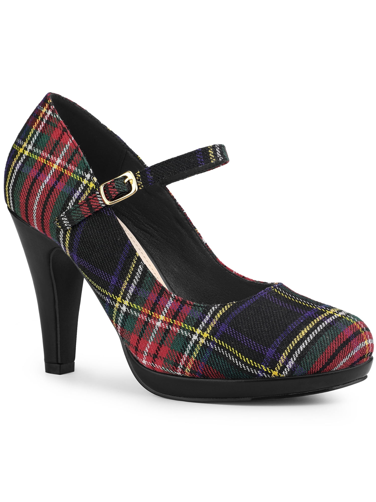 Unique Bargains Women's Houndstooth Platform Stiletto Heels Pumps