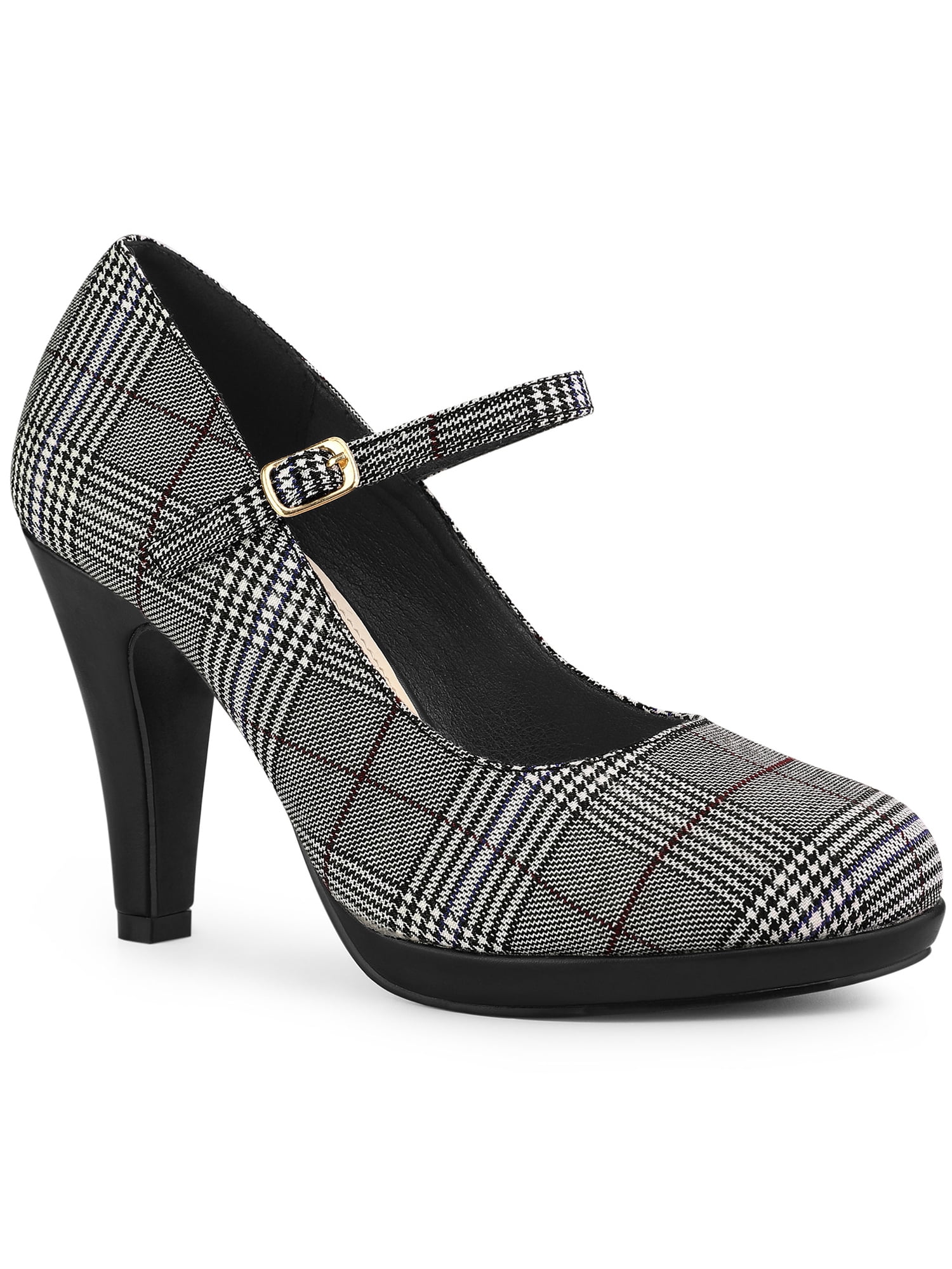 Unique Bargains Women's Houndstooth Platform Stiletto Heels Pumps