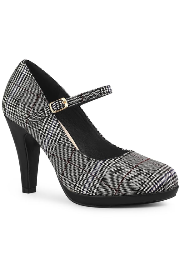 Women's Houndstooth Platform Stiletto Heels Pumps