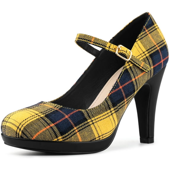 Unique Bargains Women's Houndstooth Platform Stiletto Heels Pumps