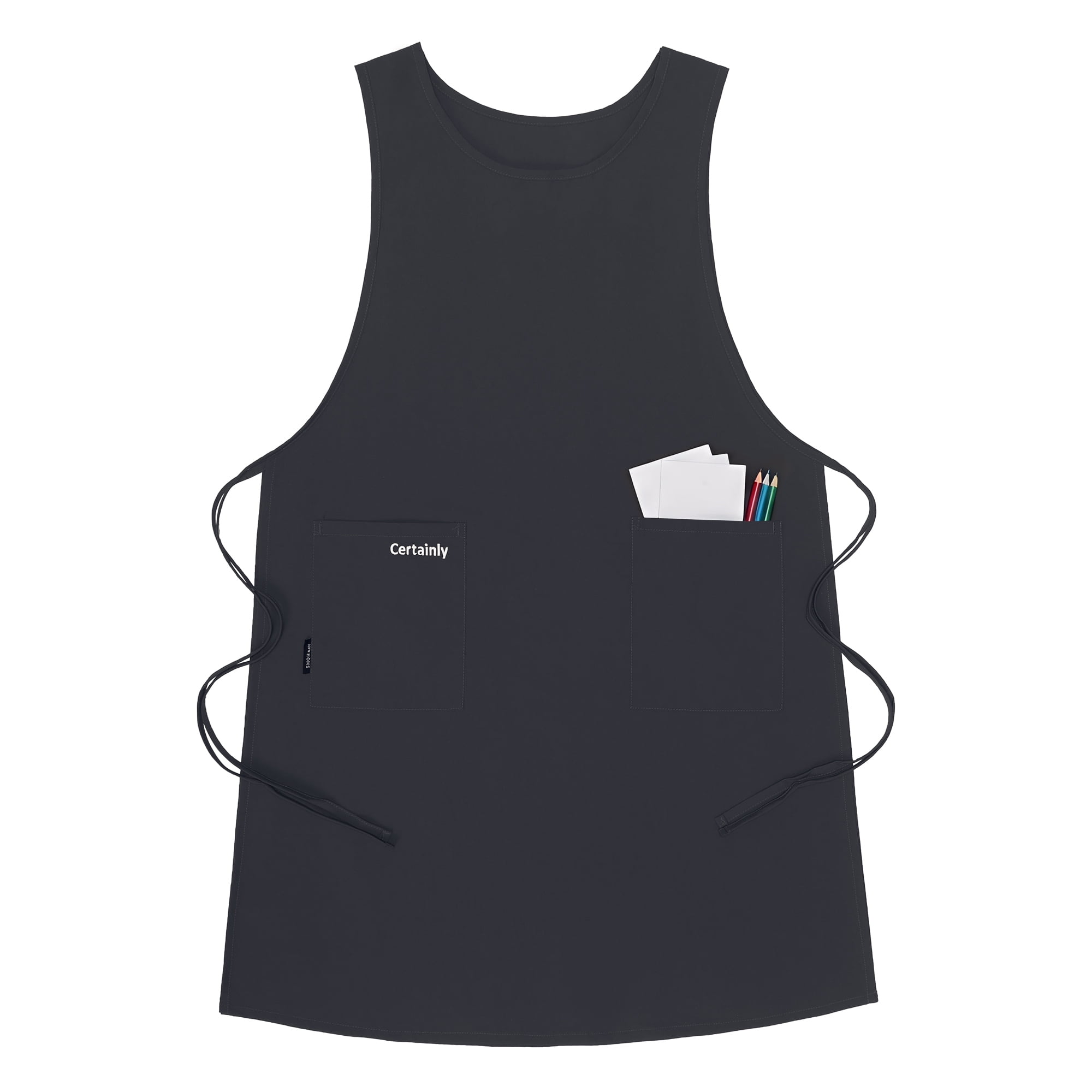 Unique Bargains Women's Kitchen Apron Cooking Apron with Pockets 25.4x37.8in Black