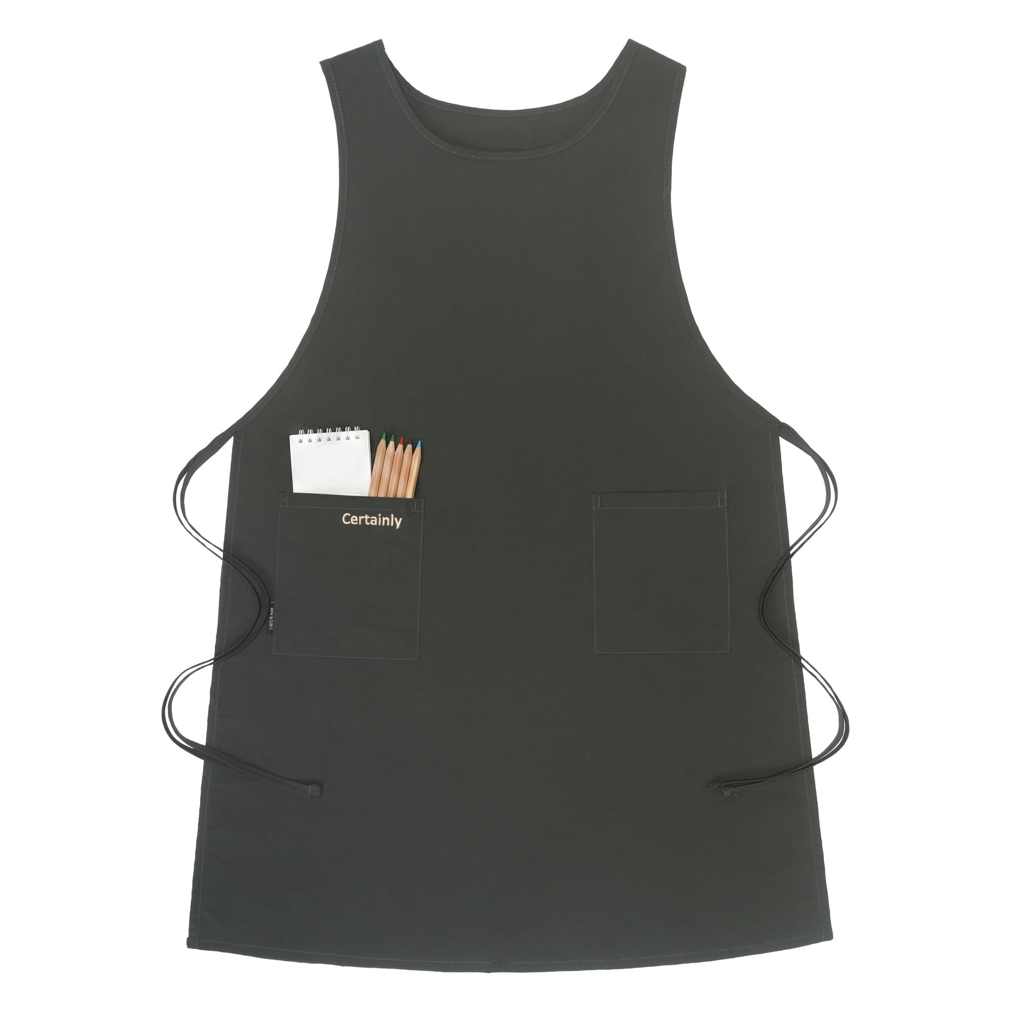 Unique Bargains Women's Kitchen Apron Cooking Apron with Pockets 25.4x37.8in Pine Green