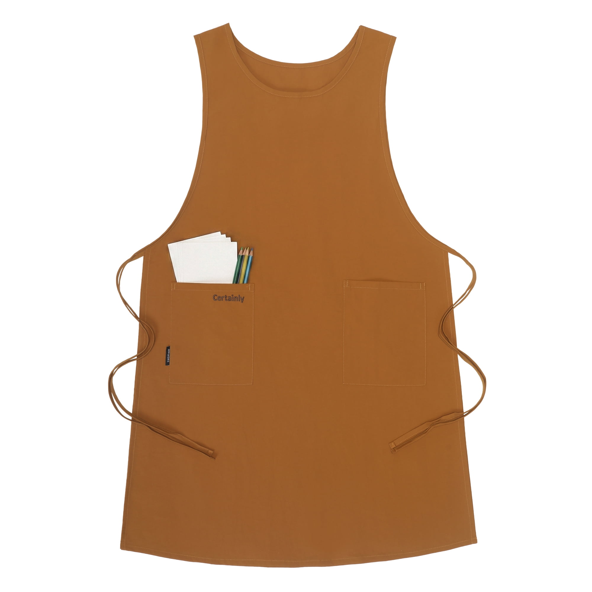 Unique Bargains Women's Kitchen Apron Cooking Apron with Pockets 25.4x37.8in Tea Brown