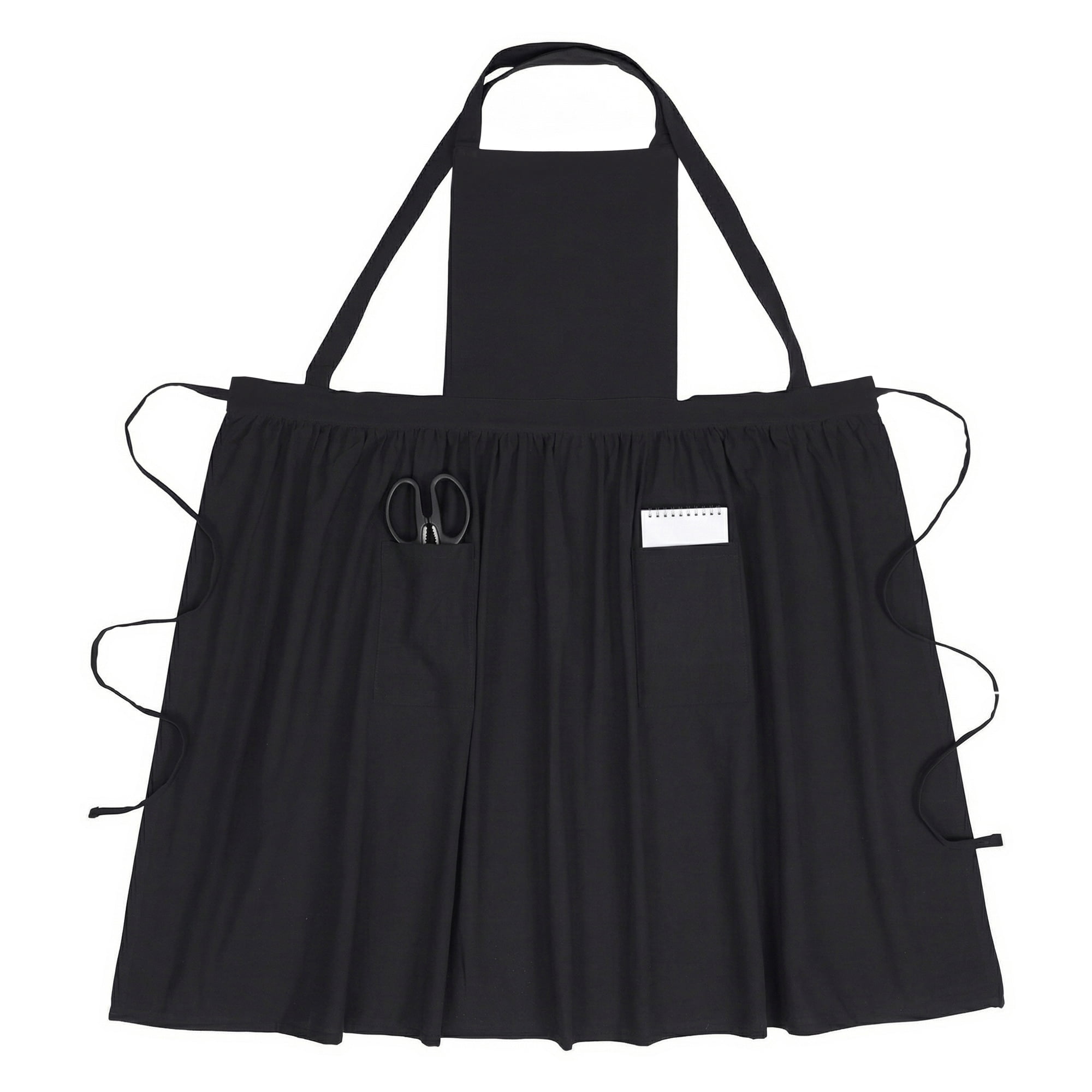 Unique Bargains Women's Kitchen Apron Long Waist Cooking Apron 37.4x50.4in Black
