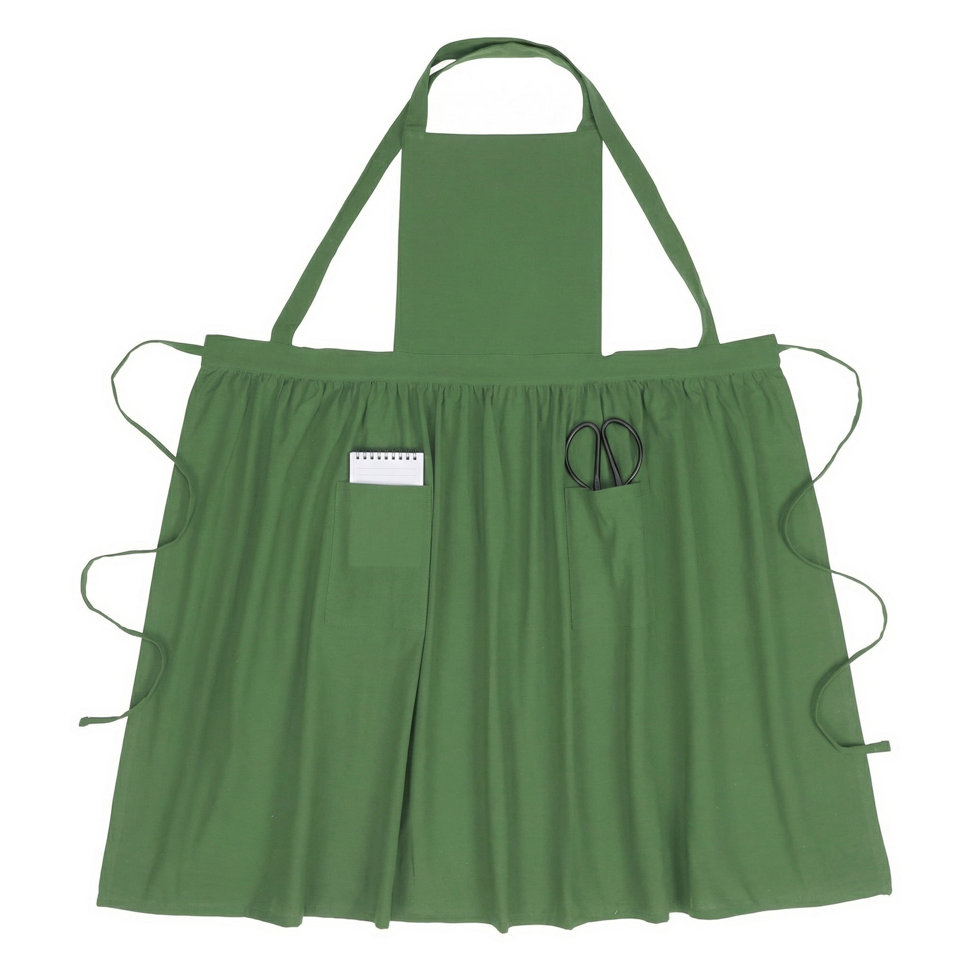 Unique Bargains Women's Kitchen Apron Long Waist Cooking Apron 37.4x50.4in Dark Green