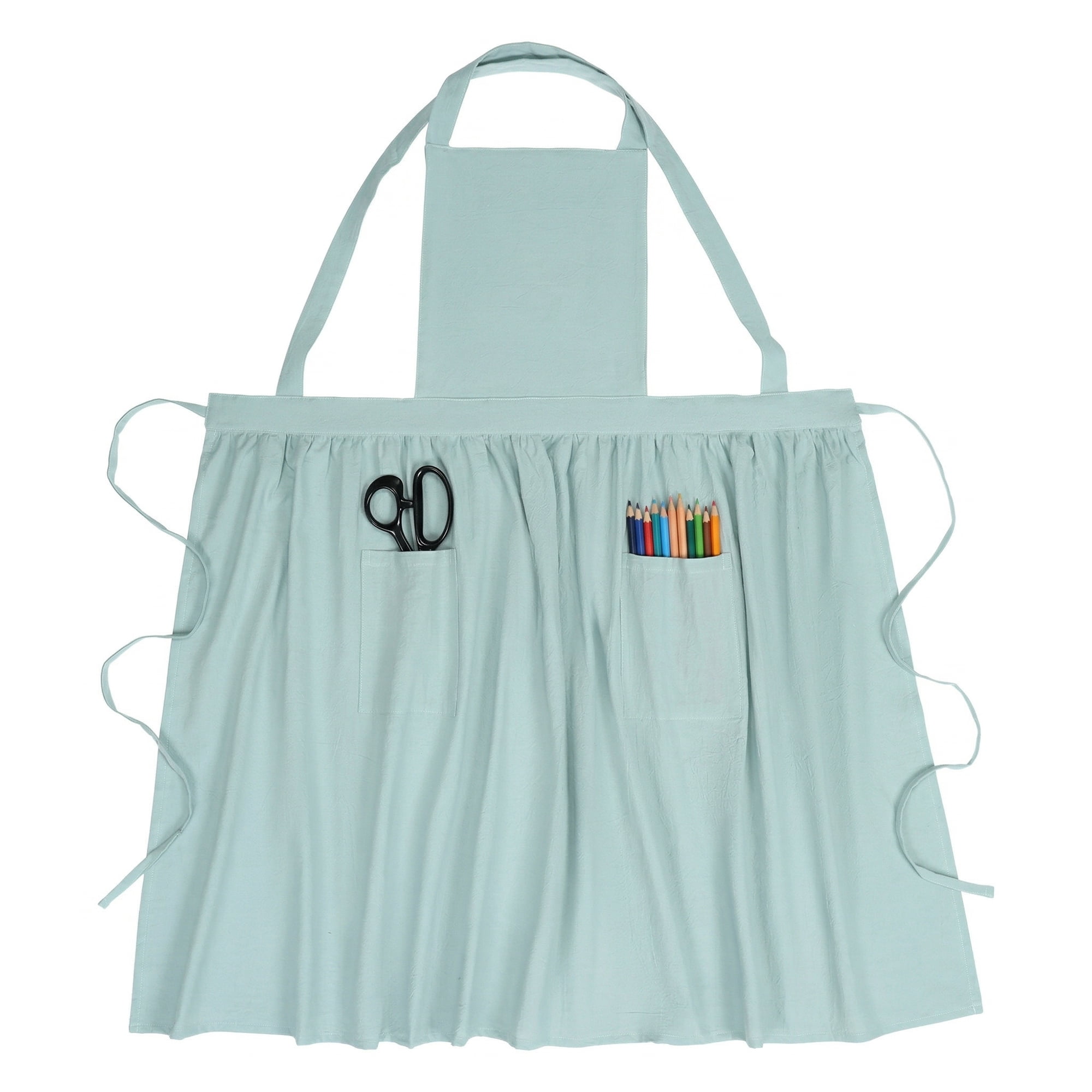 Unique Bargains Women's Kitchen Apron Long Waist Cooking Apron 37.4x50.4in Light Green