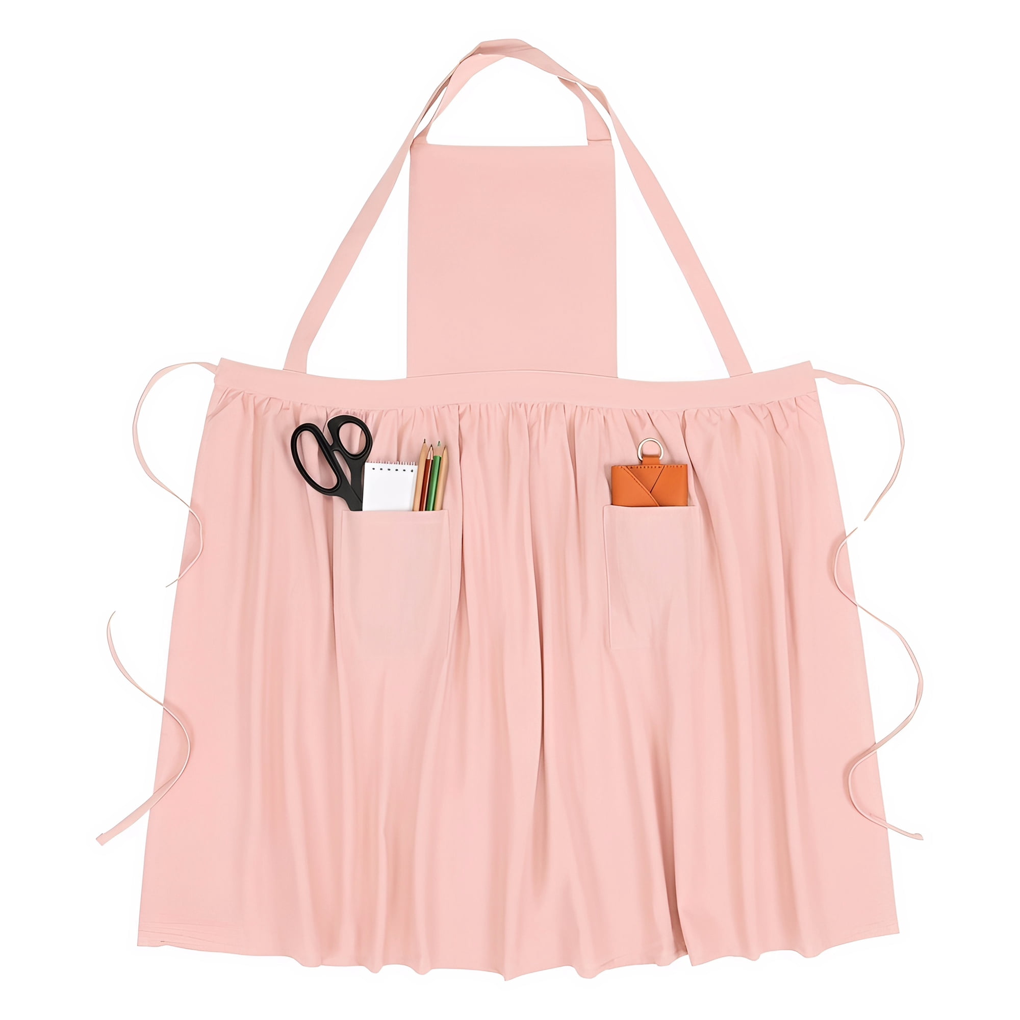 Unique Bargains Women's Kitchen Apron Long Waist Cooking Apron 37.4x50.4in Pink