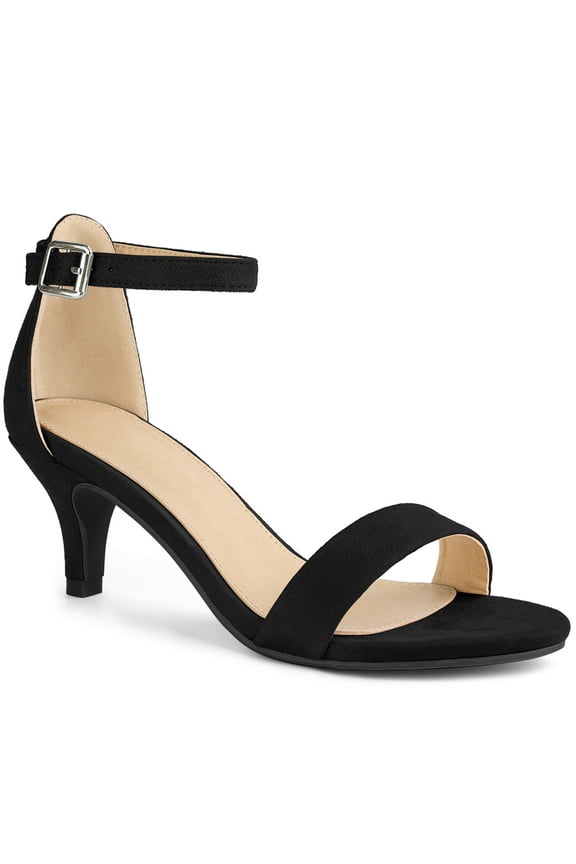 Women's Kitten Heel Open Toe Ankle Strap High Heels Sandals