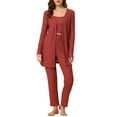 thumbnail image 1 of Unique Bargains Women's Knit Lounge Sleepwear Pants Shrug Cardigan 3ps Pajama Set, 1 of 5