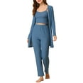 thumbnail image 1 of Unique Bargains Women's Knit Lounge Sleepwear Pants Shrug Cardigan 3ps Pajama Set, 1 of 5