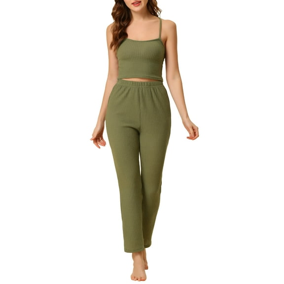 Unique Bargains Women's Knit Lounge Sleepwear Pants Shrug Cardigan 3ps Pajama Set