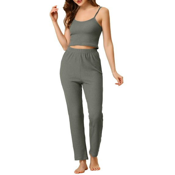 Unique Bargains Women's Knit Lounge Sleepwear Pants Shrug Cardigan 3ps Pajama Set