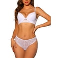 thumbnail image 1 of Unique Bargains Women's Lace Bra and Panty Set Full Coverage Underwire Bras Lingerie Sets 36 B White, 1 of 6