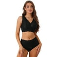 thumbnail image 1 of Unique Bargains Women's Lace Bra and Panty Sets Wire-free Bras Lingerie Set Black 36 E, 1 of 6