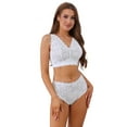 thumbnail image 1 of Unique Bargains Women's Lace Bra and Panty Sets Wire-free Bras Lingerie Set White 38 E, 1 of 6