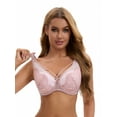 thumbnail image 1 of Unique Bargains Women's Lace Mesh Full Coverage Underwire Bras Pink 44 E, 1 of 6
