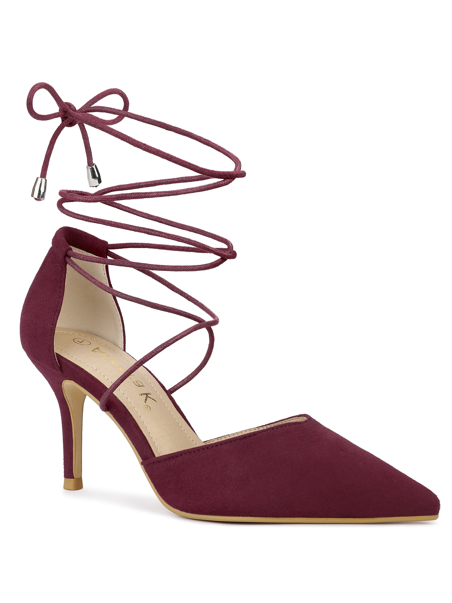 Unique Bargains Women's Lace Up Pointed Toe Stiletto Heels Pumps