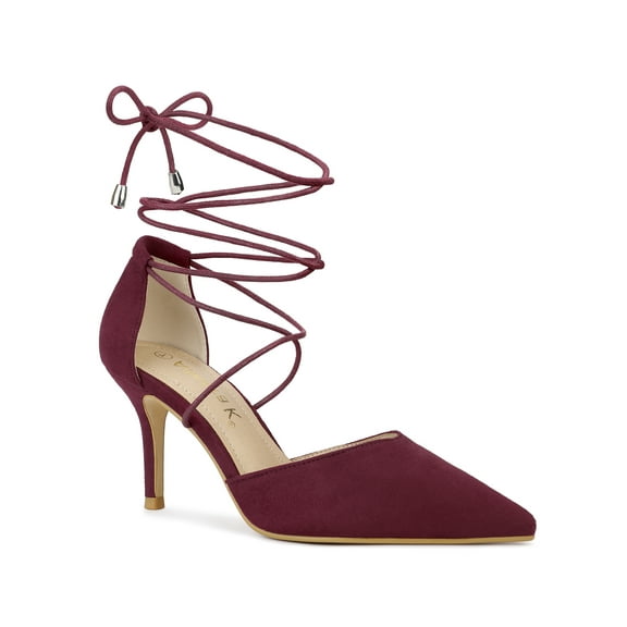 Unique Bargains Women's Lace Up Pointed Toe Stiletto Heels Pumps