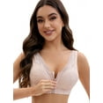 thumbnail image 1 of Unique Bargains Women's Lace Zip Front Closure Wirefree Wide Straps Bras C 38 Pink, 1 of 6