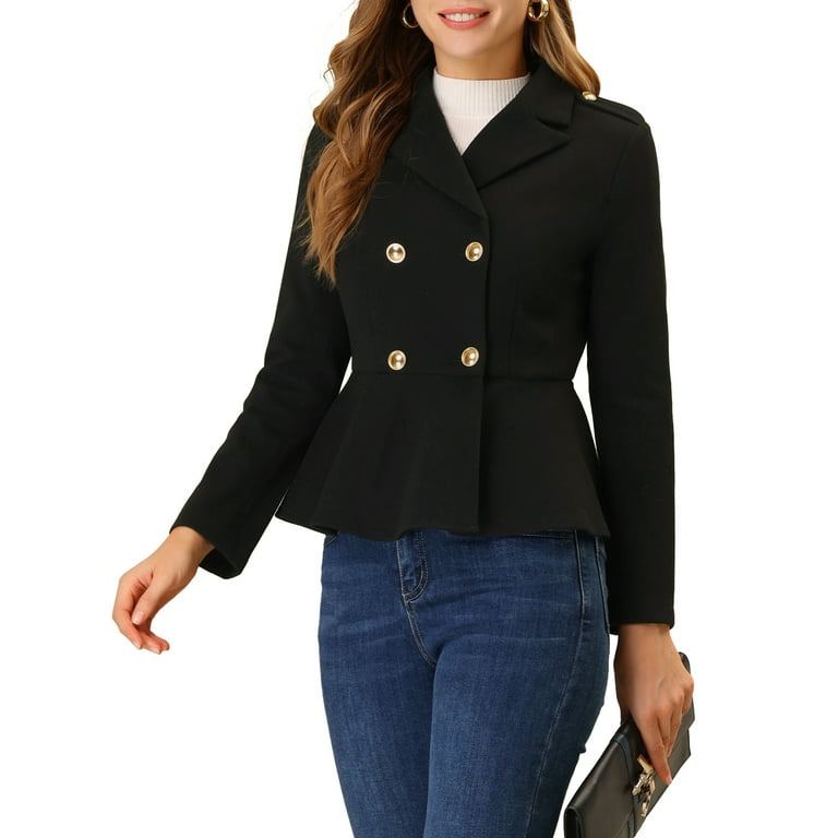 Unique Bargains Women's Work Office Business Fashion Collarless Cropped  Blazer