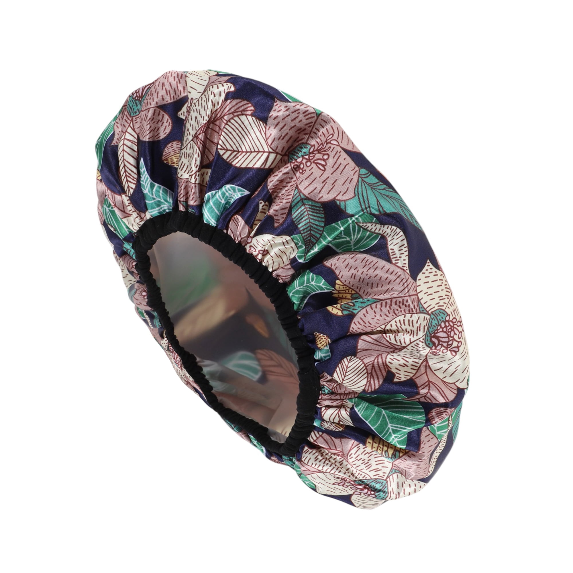 Unique Bargains Women's Leaves Bath Cap 1 Pc Yellow, Green, Pink