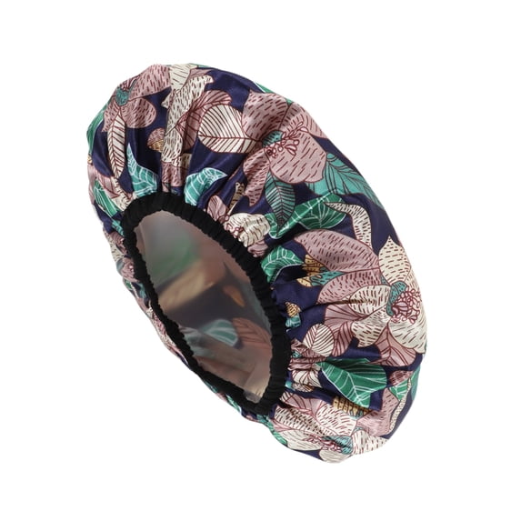 Unique Bargains Women's Leaves Bath Cap 1 Pc Yellow, Green, Pink