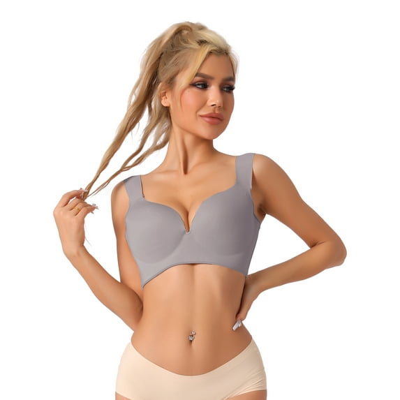 Unique Bargains Women's Lingerie Full Coverage Bustier Vest Bra Gray 85/38E