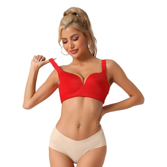 Unique Bargains Women's Lingerie Full Coverage Bustier Vest Bra Red 85/38C