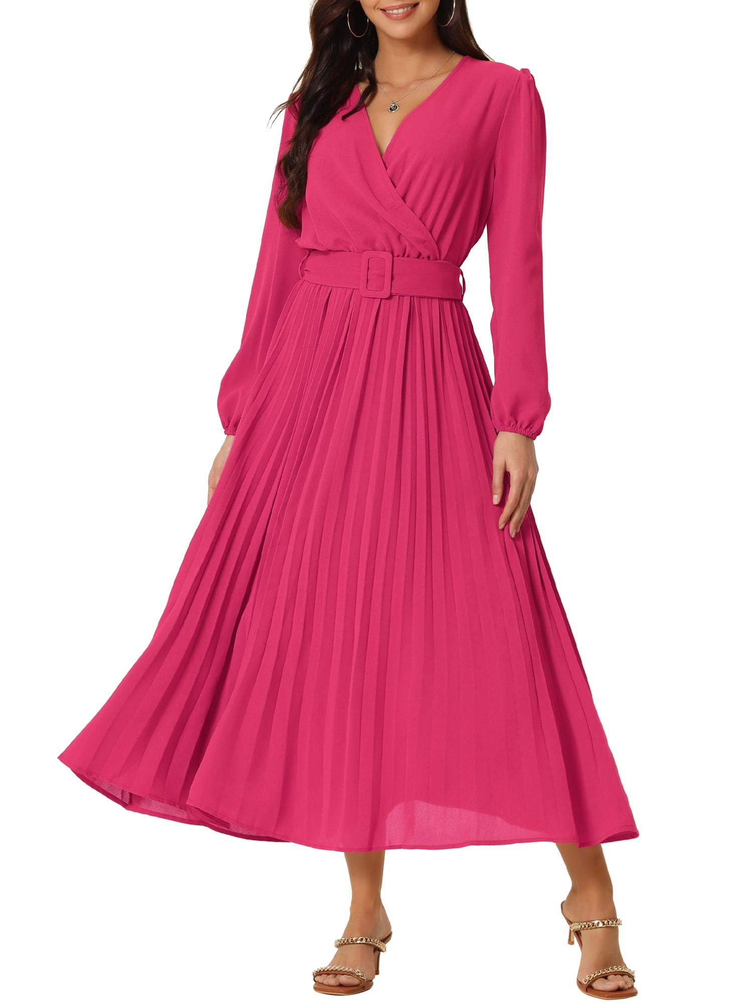 Maxi Dress Wrap Pleated Midi Dress Genevieve Pleated Midi Dress Azalea Pink  Aje  Aje ROW