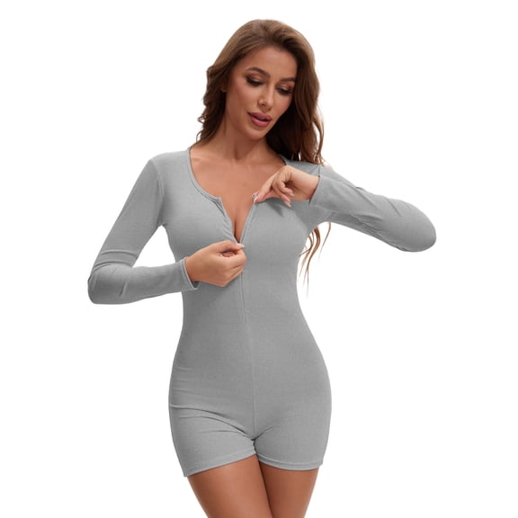 Unique Bargains Women's Long Sleeve Shapewear Tummy Control L Grey