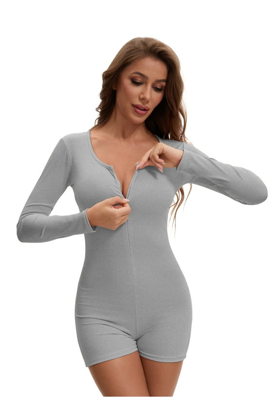 Women's Long Sleeve Shapewear Tummy Control M Grey