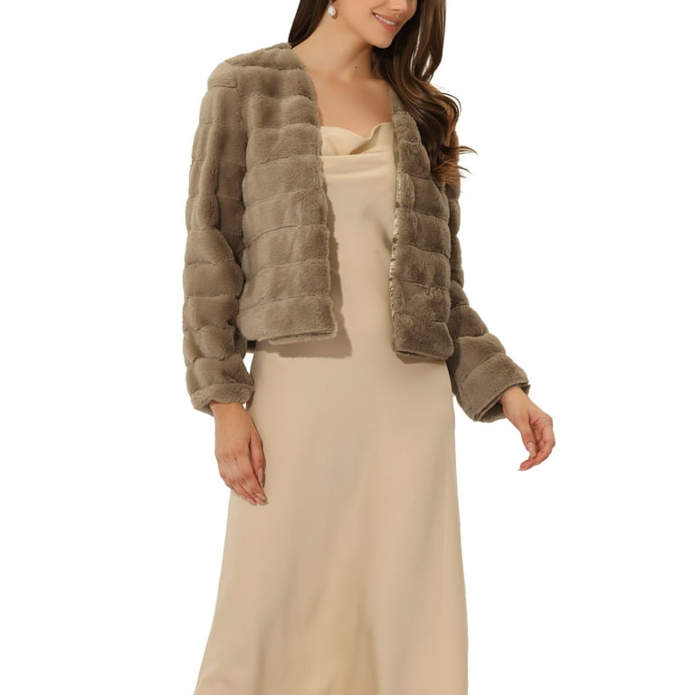 Collarless hotsell fur coat