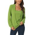 thumbnail image 1 of Unique Bargains Women's Long Sleeve Square Neck Solid Color Fake Two-Piece Casual Top, 1 of 6