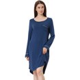 thumbnail image 1 of Unique Bargains Women's Lounge Dress Pajama Round Neck Soft Sleepwear Nightgown, 1 of 5