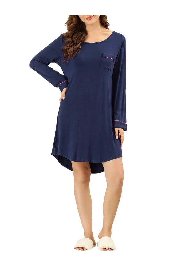 Women’s Lounge Dress Pajama Round Neck Soft Sleepwear Nightgown