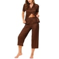 thumbnail image 1 of Unique Bargains Women's Loungewear Tops and Capri Pants Satin Pajama Sleepwear Sets, 1 of 4