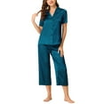thumbnail image 1 of Unique Bargains Women's Loungewear Tops and Capri Pants Satin Pajama Sleepwear Sets, 1 of 4