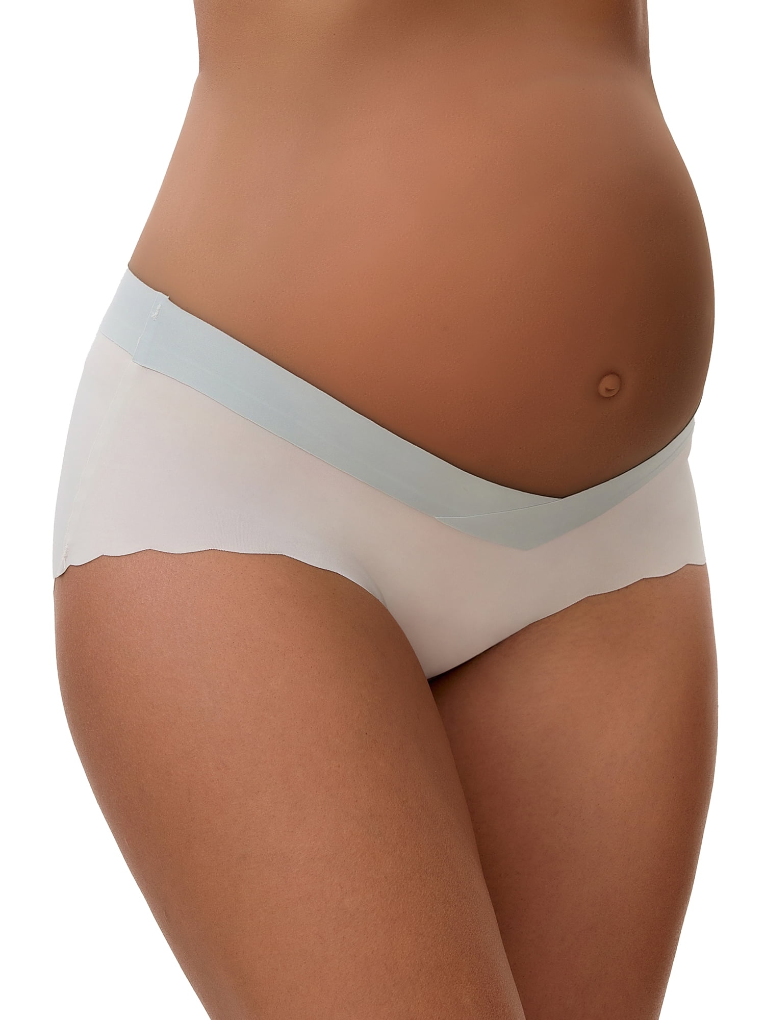 DARING DIVA Women's Ice Silk Wave Edge Maternity Panties S Beige