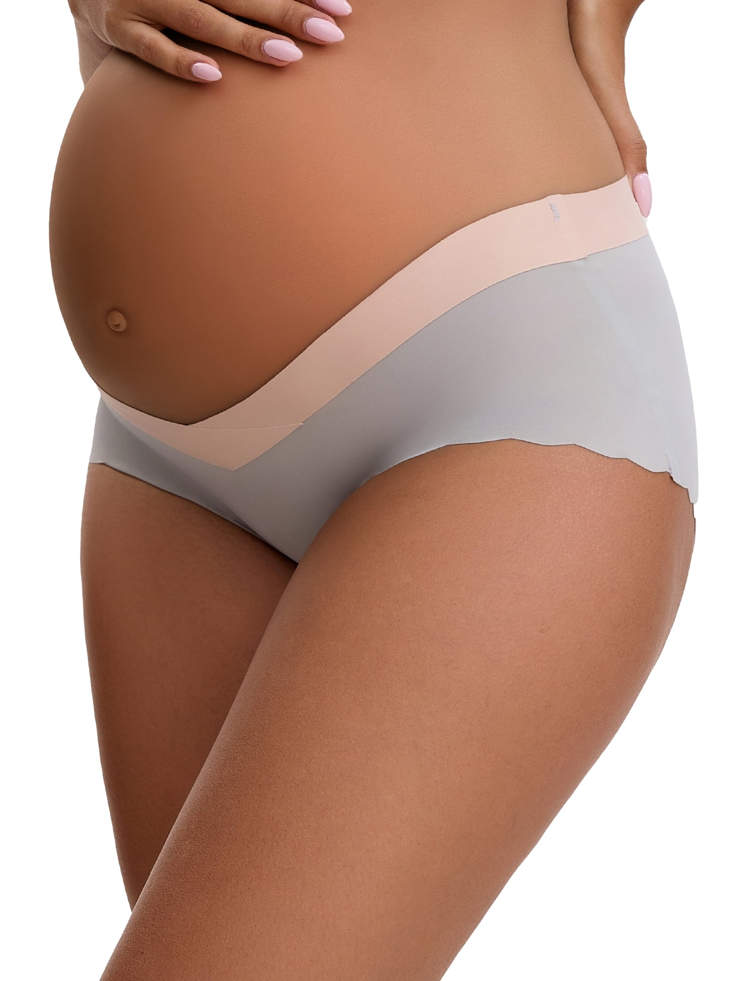DARING DIVA Women's Ice Silk Wave Edge Maternity Panties XL Gray