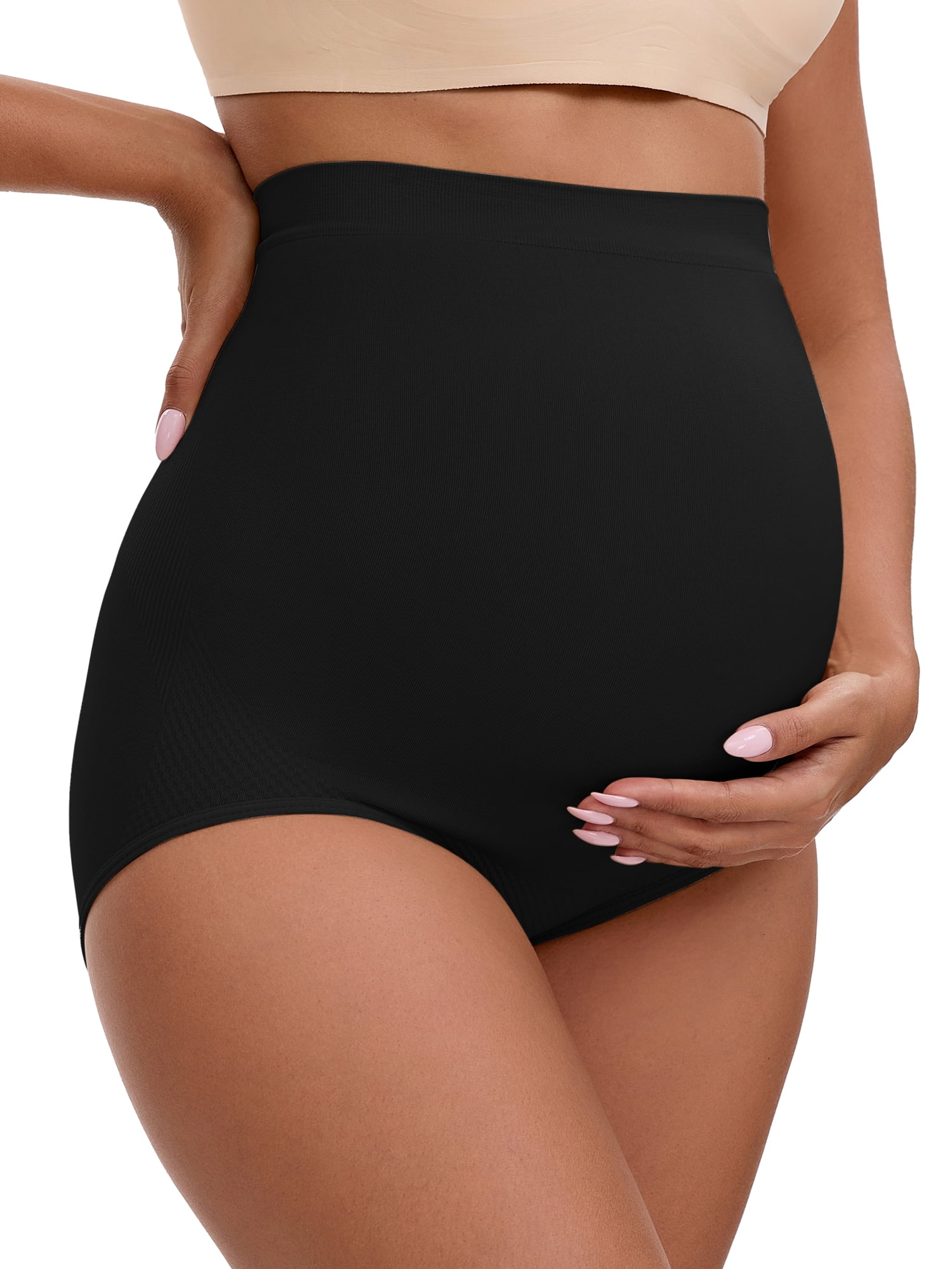Unique Bargains Women's Maternity High Waist Briefs with Butt Lifter Design L Black
