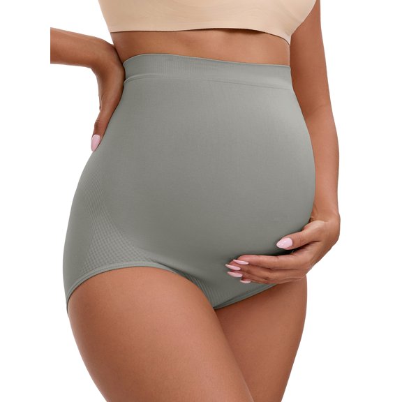 Unique Bargains Women's Maternity High Waist Briefs with Butt Lifter Design L Gray